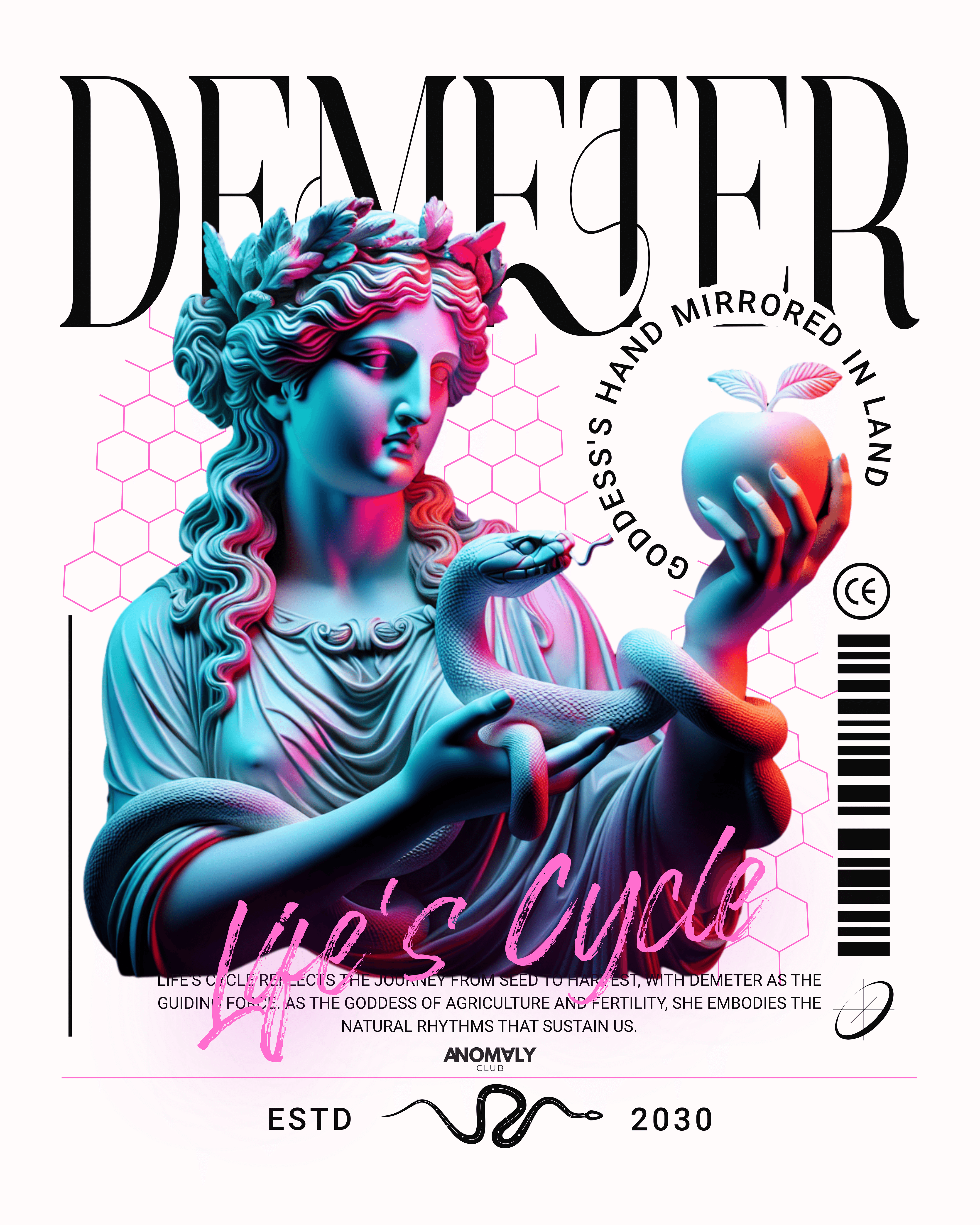 Demeter with a snake and an apple